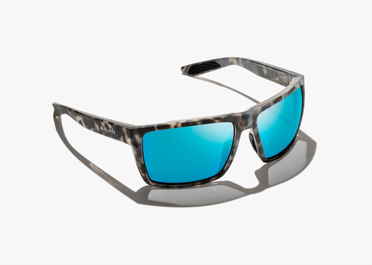 Grey Tortoise Matte + Blue Mirror Lens